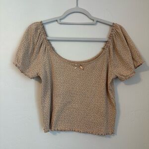 American Eagle Women's Tan Floral Top